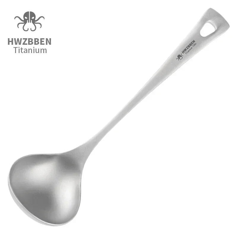 Camping Cooking Food - HWZBBEN-ملاعق حساء التيتانيوم مع مقبض طويل