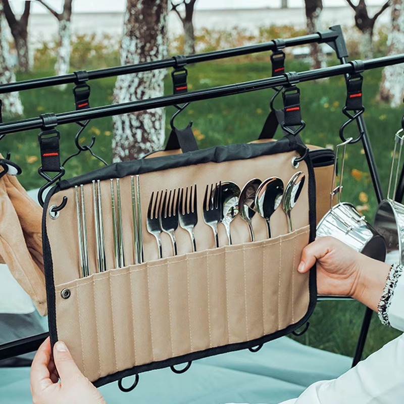 Camping Cooking Utensil Bag - حقيبة تخزين أدوات المائدة المحمولة للاستخدام