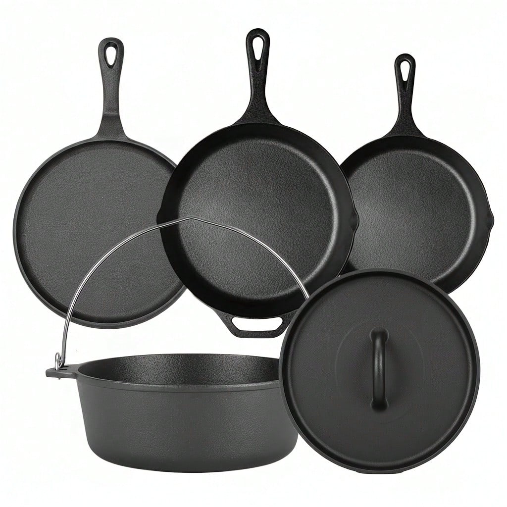 Camping Cooking Essentials - مجموعة أواني طهي من الحديد الزهر
