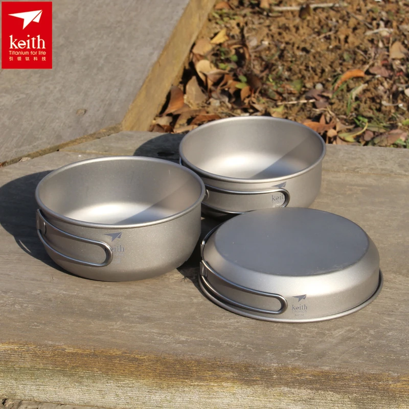 Camping Cooking Pan Set - كيث 3 قطعة تجهيزات المطابخ التيتانيوم