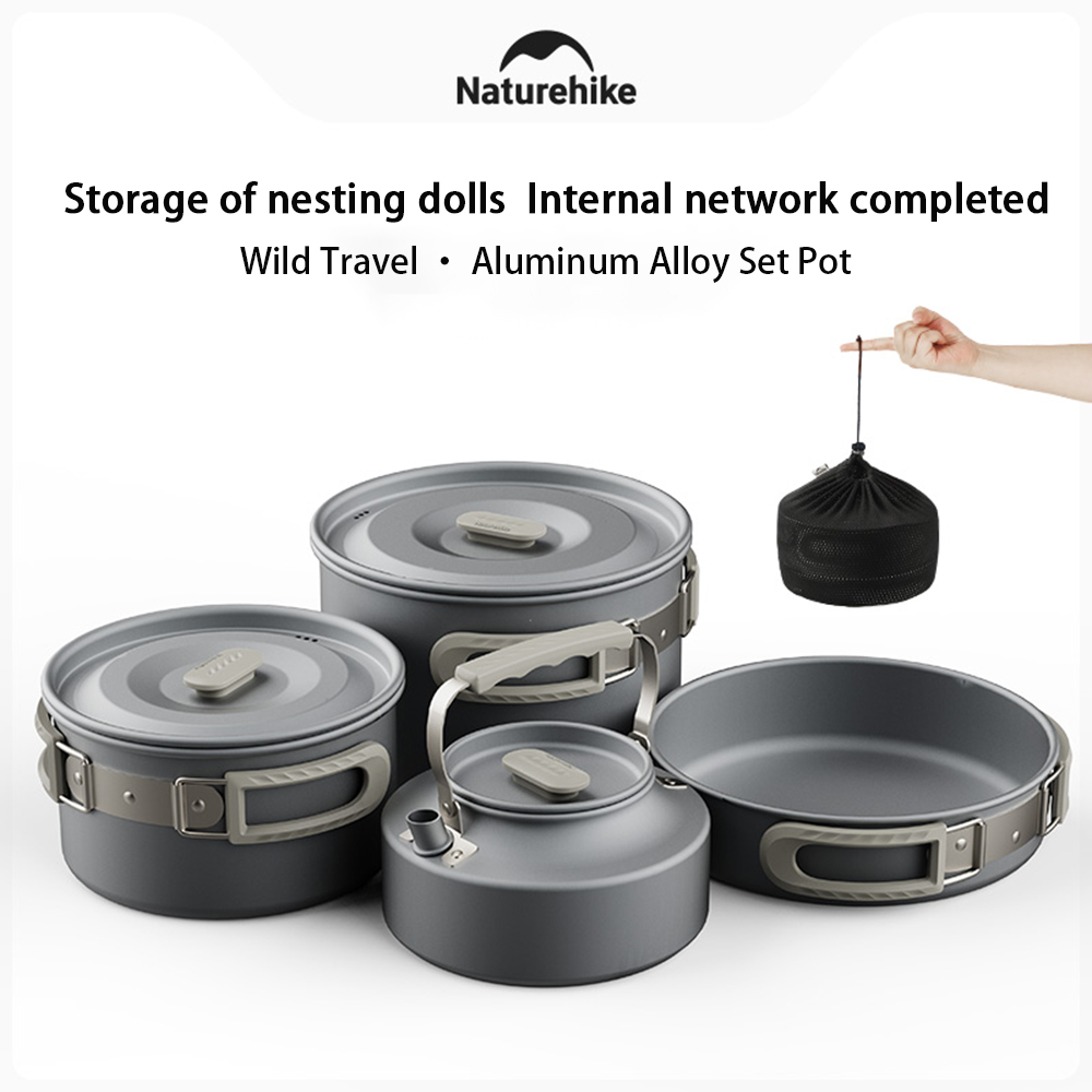 Camping Cooking Pan Set - مجموعة أواني خارجية من Naturehike، معدات