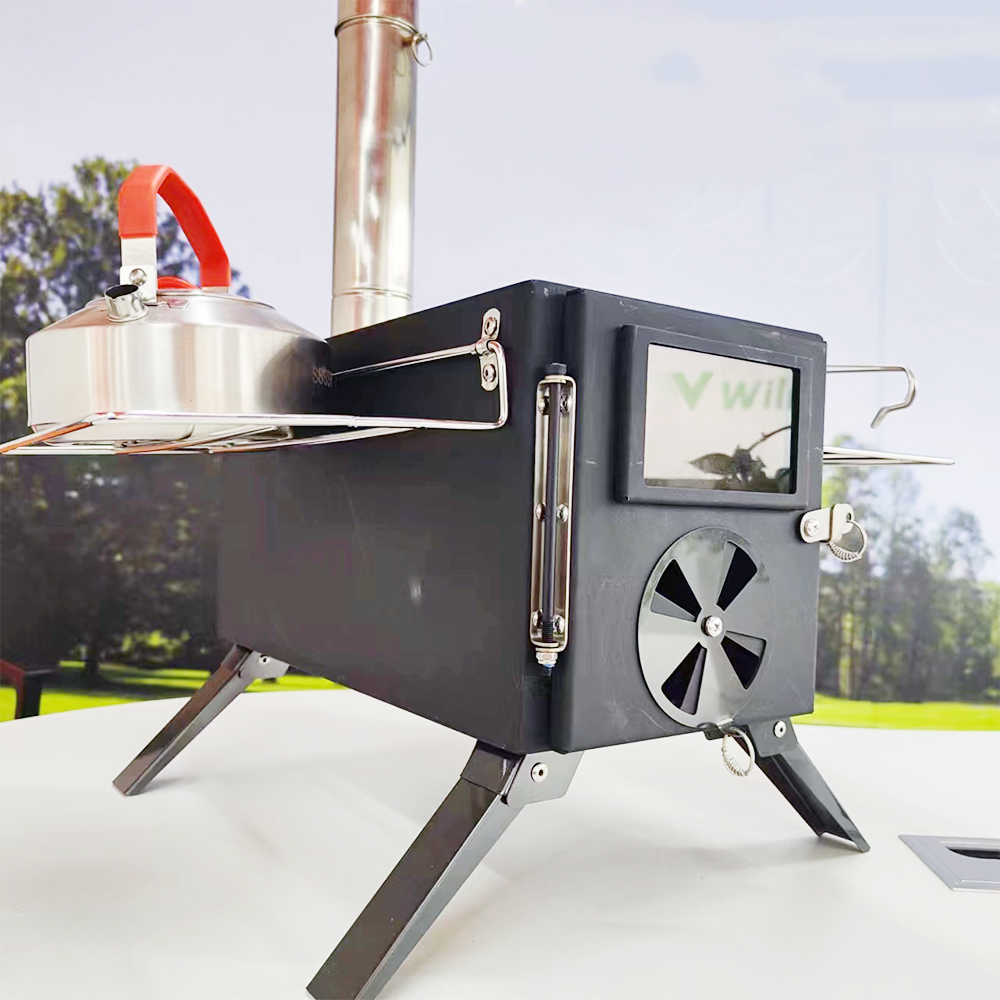 موقد حديد أسود محمول للطهي في  - مراجعة Camping Cooking Fire Stove وسعره