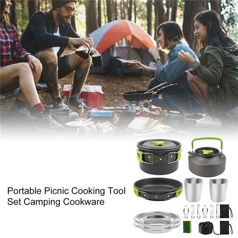 【المشتريين】جهيزات المطابخ التخ - مراجعة Camping Cooking Pan Set وسعره