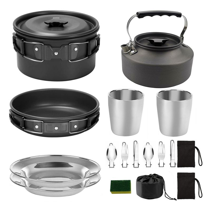 【المشتريين】جهيزات المطابخ التخ - مراجعة Camping Cooking Pan Set وسعره