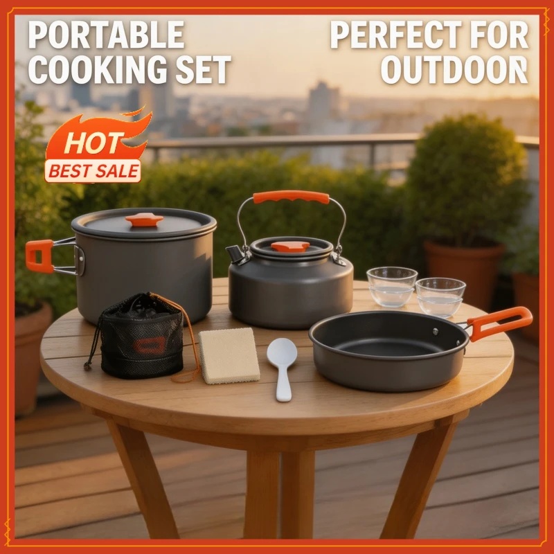 مجموعة أدوات طهي للتخييم مكونة - مراجعة Camping Cooking Pan Set وسعره