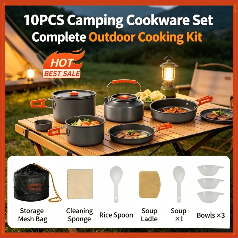 مجموعة أدوات طهي للتخييم مكونة - مراجعة Camping Cooking Pan Set وسعره