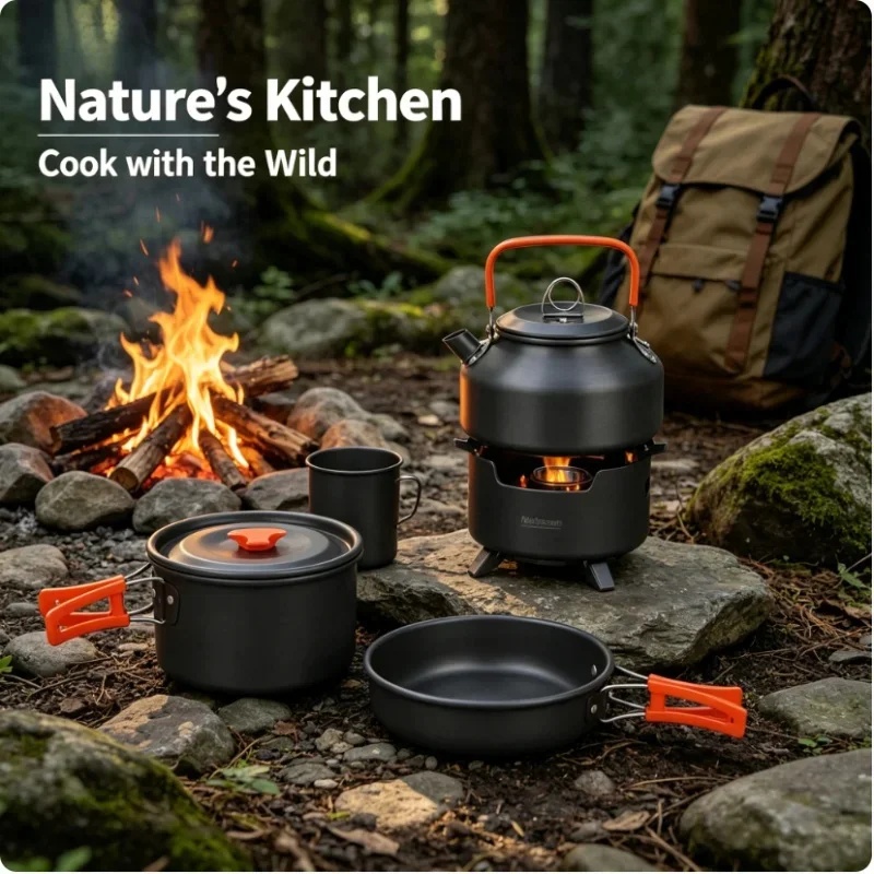 مجموعة أدوات طهي للتخييم مكونة - مراجعة Camping Cooking Pan Set وسعره