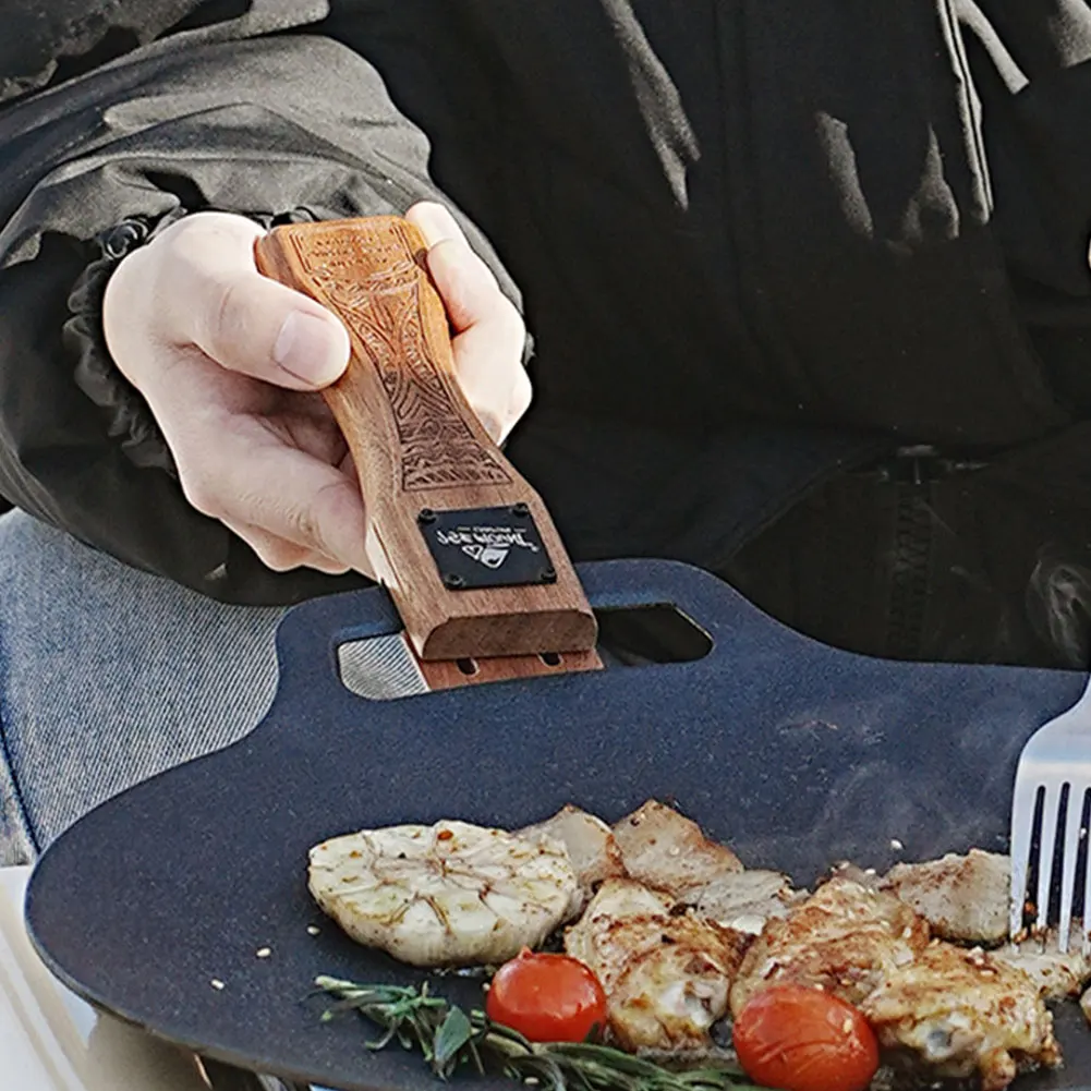 مقلاة شواء خشبية طبيعية للاستخ - مراجعة Camping Cooking Device وسعره