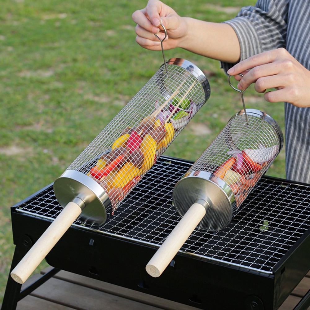سلة شواء دوارة من الفولاذ المق - مراجعة Camping Cooking Device وسعره