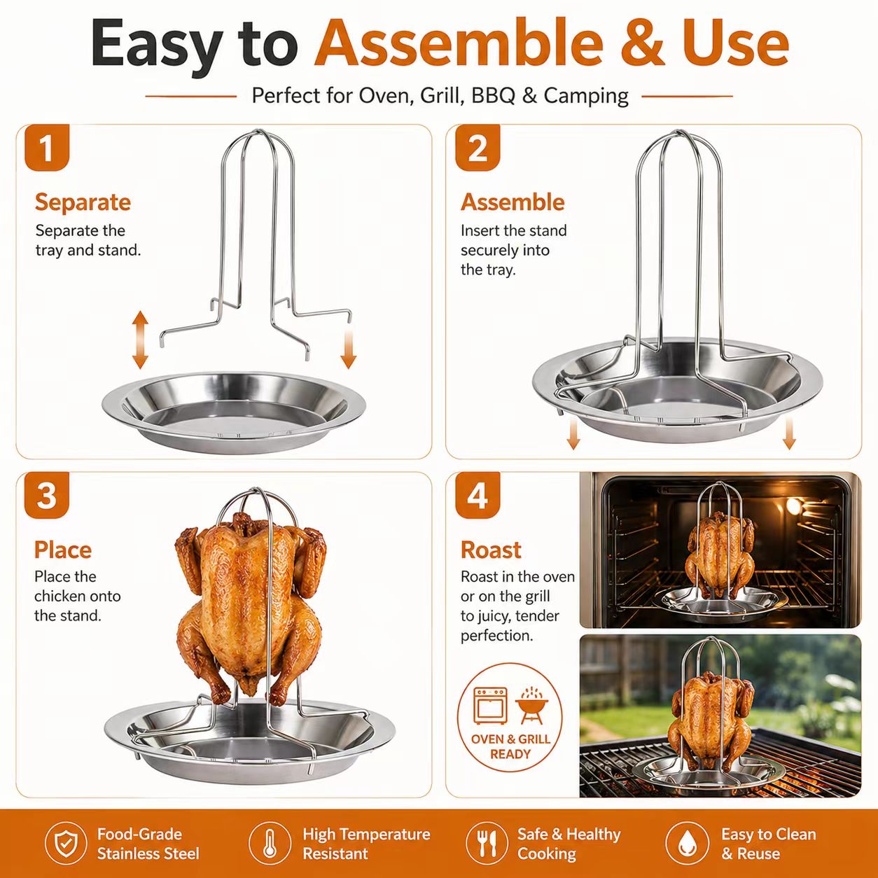 حامل شواء محمول للدجاج الكامل، - مراجعة Camping Cooking Grill وسعره