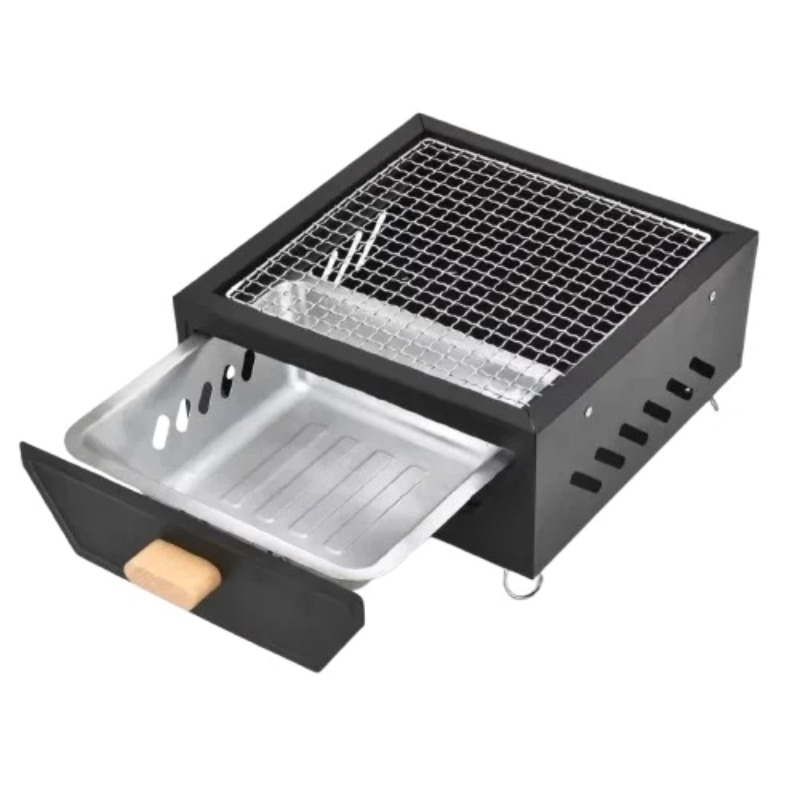 شواية فحم محمولة للتخييم مع در - مراجعة Camping Cooking Grill وسعره