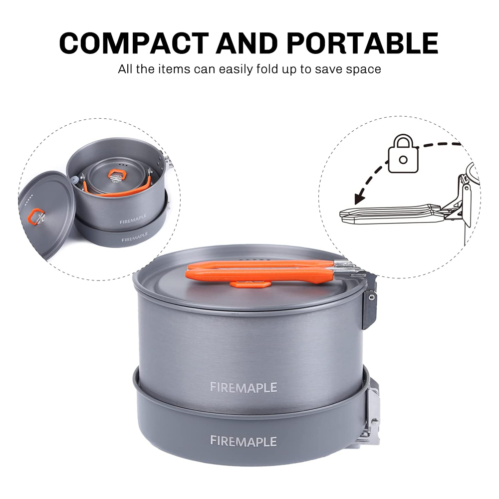 النار القيقب التخييم تجهيزات ا - مراجعة Camping Cooking Pan Set وسعره