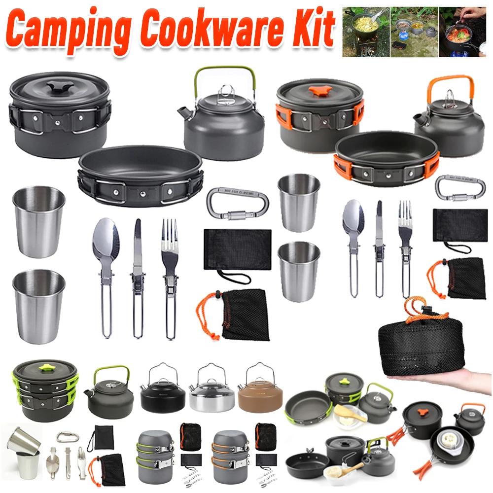 طقم أدوات طهي للتخييم، غلاية و - مراجعة Camping Cooking Pan Set وسعره