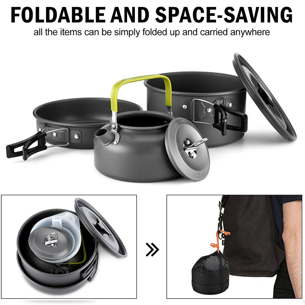 مجموعة أدوات الطهي للتخييم الخ - مراجعة Camping Cooking Pan Set وسعره