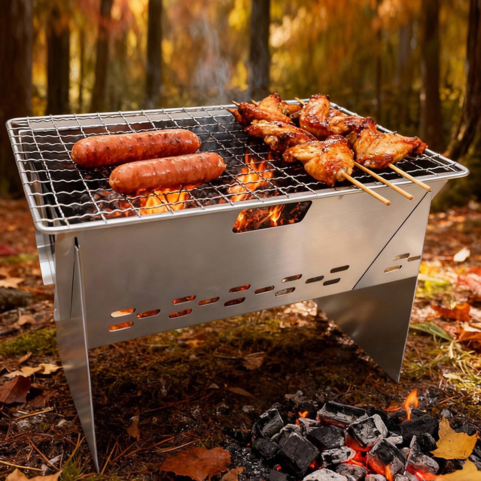 شواية فحم محمولة قابلة للطي مد - مراجعة Camping Cooking Fire Stove وسعره