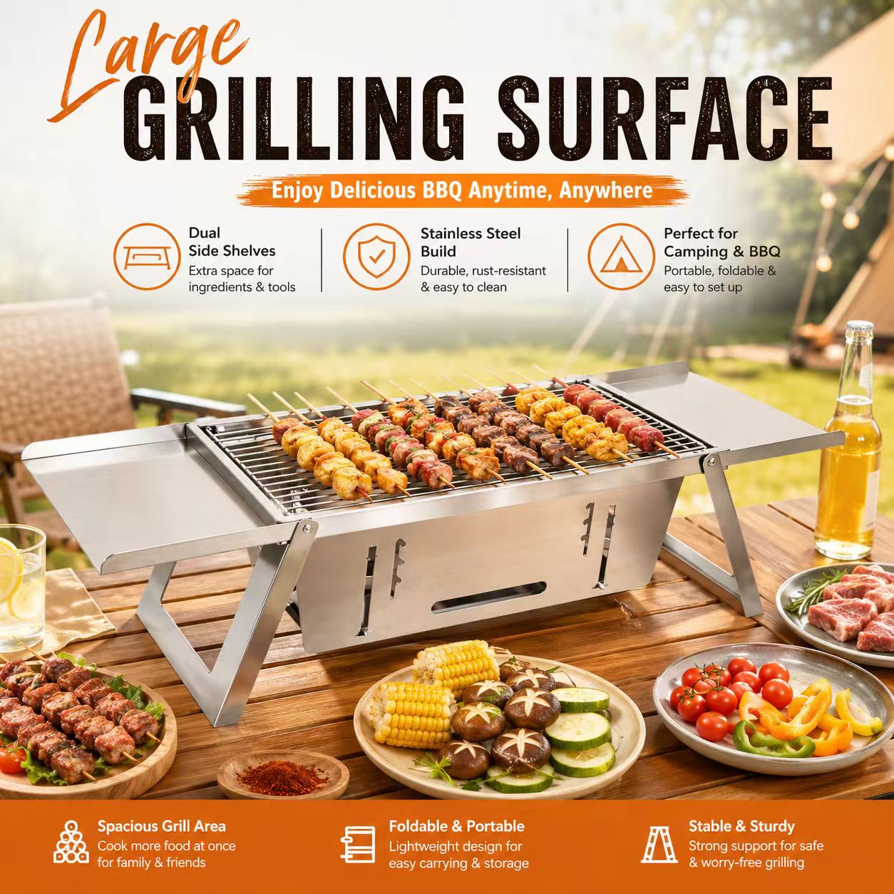 شواية فحم قابلة للطي من الفولا - مراجعة Camp Grill Portable Folding وسعره